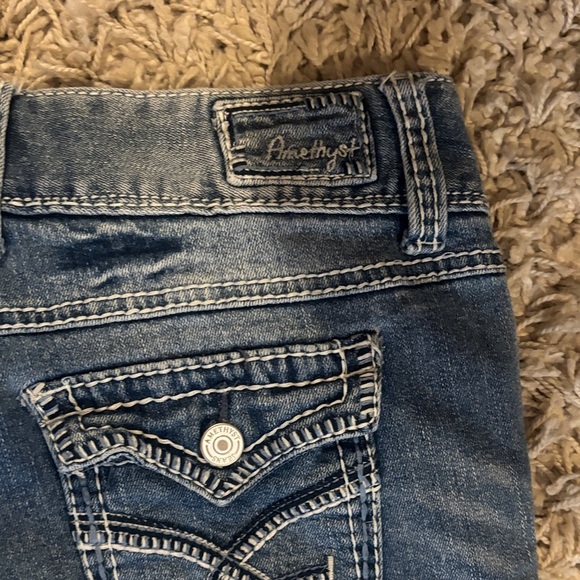 Amethyst Jeans Distressed Boot Cut in Faded Blue - Picture 7 of 8